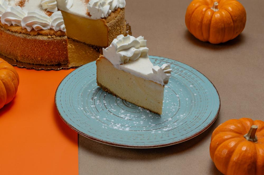 Rebanada de Pastel de Queso con Calabaza